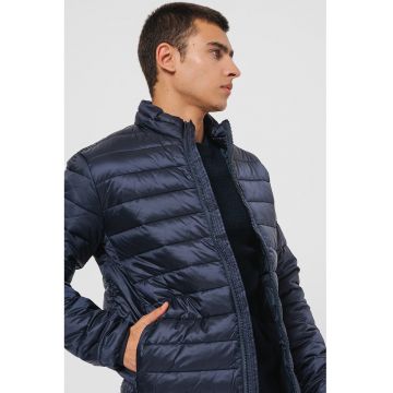 Geaca matlasata cu buzunare multiple - Albastru ultramarin