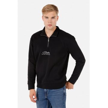 Bluza de trening din amestec de bumbac cu fenta cu fermoar Bluza de trening din amestec de bumbac cu fenta cu fermoar