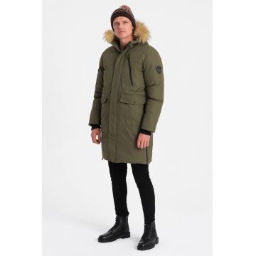 Geaca parka cu gluga si buzunare laterale - Kaki