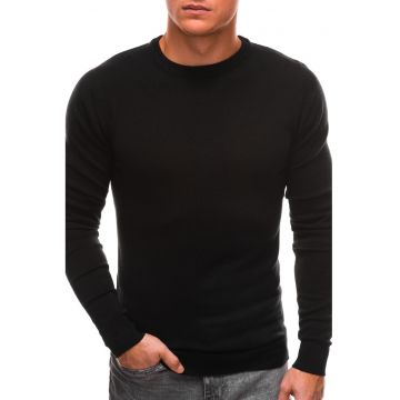 Pulover tricotat fin cu decolteu la baza gatului - Negru