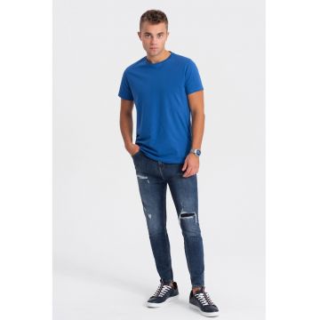 Tricou uni cu decolteu la baza gatului