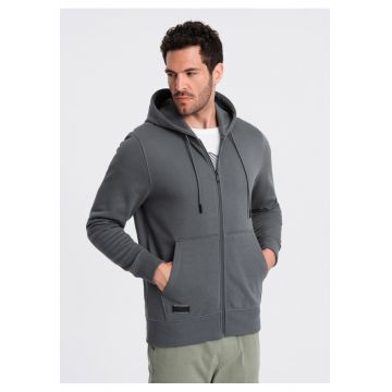 Hanorac cu buzunare si fermoar - Gri inchis