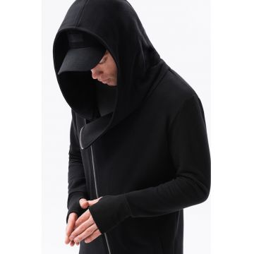 Hanorac cu fermoar si terminatie asimetrica - Negru