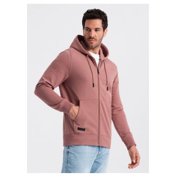 Hanorac cu buzunare si fermoar - Roz