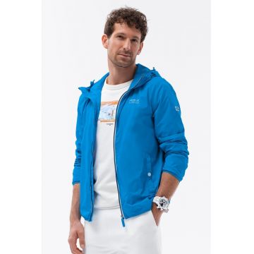Jacheta cu fermoar si gluga - Albastru glaciar