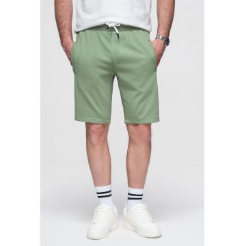 Pantaloni scurti din bumbac cu talie ajustabila - Verde aquamarin