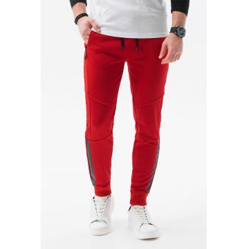 Pantaloni sport cu buzunare cu fermoar - Rosu