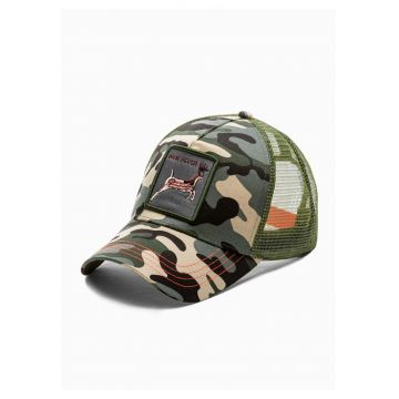 Sapca cu broderie Cerb  H127 - Barbati - Ajustabila - Cu plasa - Camuflaj - Onesize