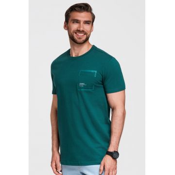 Tricou cu buzunar pe piept - Verde persan