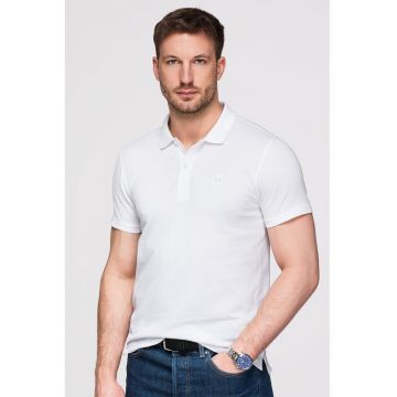 Tricou polo cu model uni - Alb