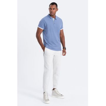 Tricou polo din bumbac pique - Albastru lavanda