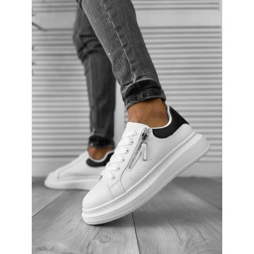 Adidasi barbati casual  albi cu negru K05 N10-1