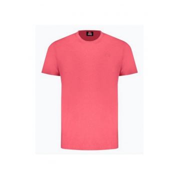Tricou barbati cu decolteu la baza gatului din bumbac - Roz -
