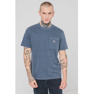 Tricou de bumbac cu decolteu la baza gatului