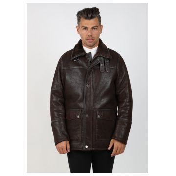 Cojoc de Barbati din Blana de Miel - Model Bruno - Maro inchis