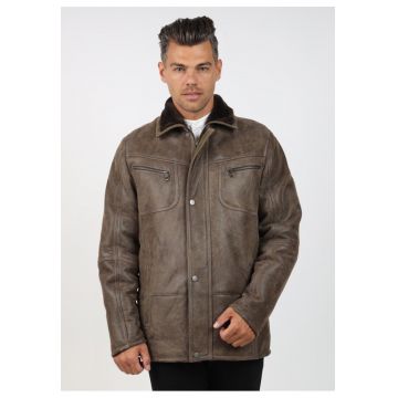 Cojoc de Barbati din Blana de Miel - Model Victor - Maro nisip