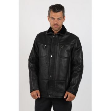 Cojoc de Barbati din Blana de Miel - Model Victor - Negru