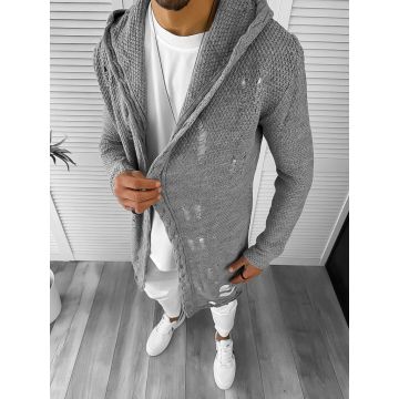 Cardigan barbati gri cu gluga slim fit ZR T3559 P18-4.2