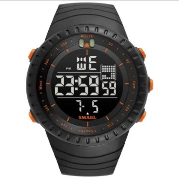 Ceas barbati sport  negru cu orange W1008