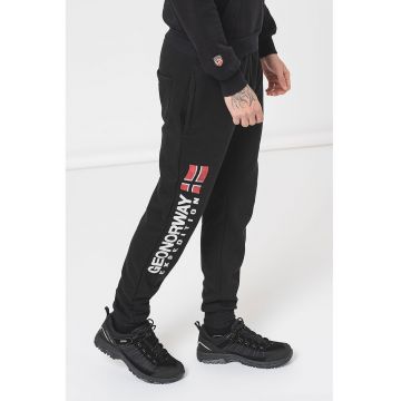 Pantaloni de trening cu croiala regular-fit si logo Machal - Negru