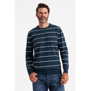 Pulover tricotat fin cu dungi - Bleumarin