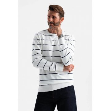 Pulover tricotat fin cu dungi - Alb murdar