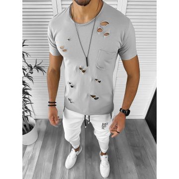 Tricou barbati  gri  slim fit  12995 N5-4.2