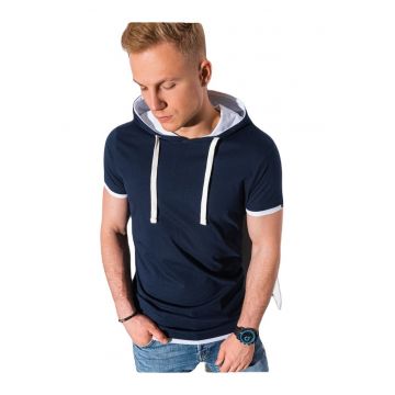 Tricou cu gluga barbati  Ingeborg - Bleumarin/Alb