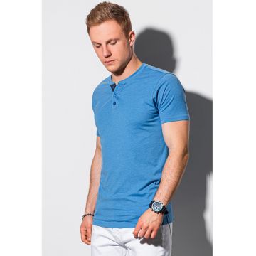 Tricou cu fenta cu nasturi - Albastru