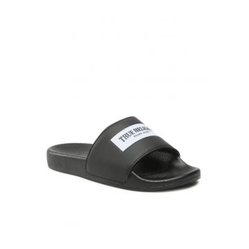 Papuci flip-flop barbati -  Piele ecologica - Negru
