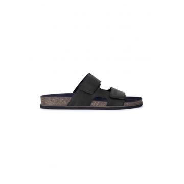 Slapi barbati -  590559 - Piele naturala - Negru -
