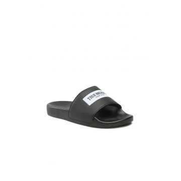 Slapi barbati -  Piele ecologica - Negru/ Alb -