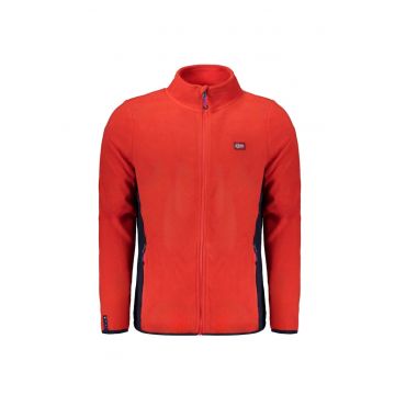 Bluza barbati fara gluga - cu fermoar si logo -  Rosu