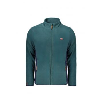 Bluza barbati fara gluga - cu fermoar si logo -  Verde inchis
