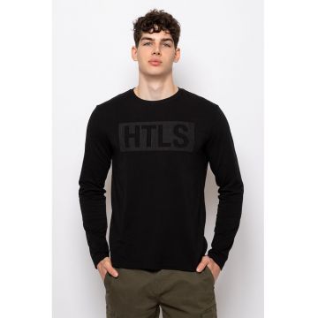 Bluza din bumbac cu decolteu la baza gatului si logo Colin