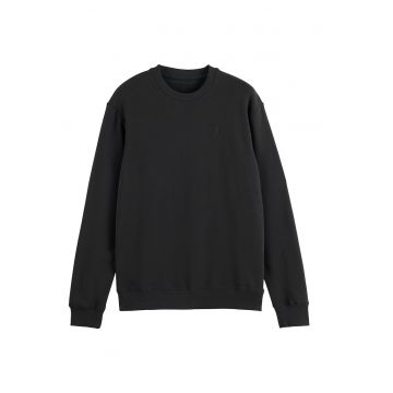 Bluza uni de trening cu decolteu la baza gatului - Negru