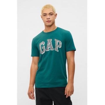 Tricou cu logo contrastant - Gri/Verde persan
