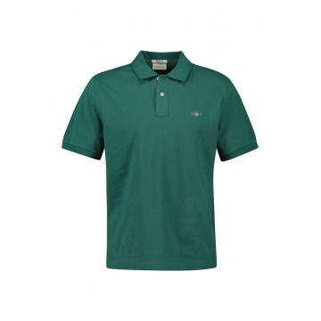 Tricou polo din bumbac pique Shield - Verde englez
