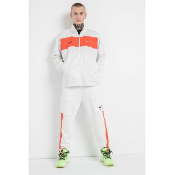 Bluza de trening cu fermoar si segmente contrastante