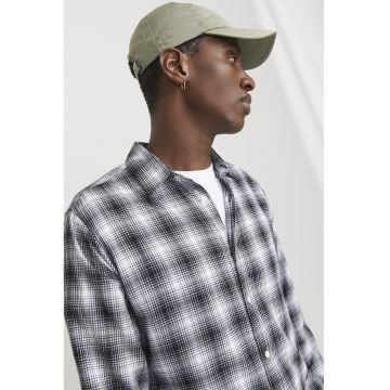 Camasa din amestec de bumbac cu model in carouri - Alb/Negru