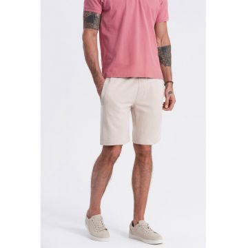 Pantaloni scurti din bumbac cu talie ajustabila - Bej deschis