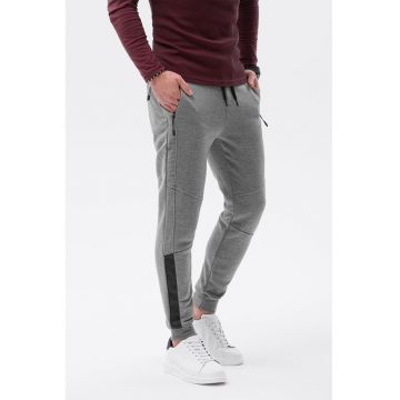 Pantaloni sport cu buzunare cu fermoar - Gri melange