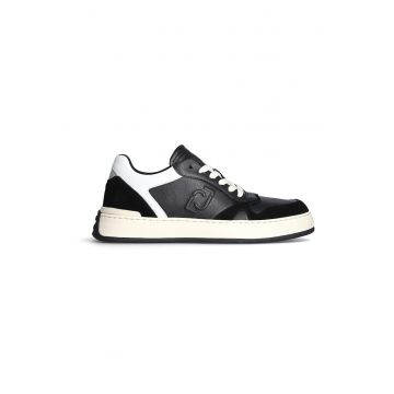 Pantofi sport cu model colorblock si insertii de piele intoarsa