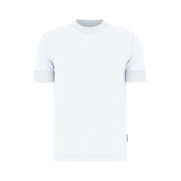 Tricou uni cu decolteu la baza gatului - Alb