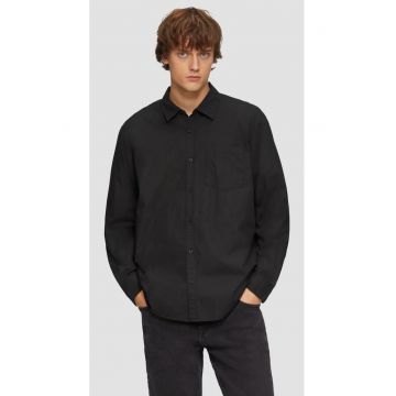 Camasa barbati cu maneca lunga - din bumbac - croiala Regular Fit -  Negru
