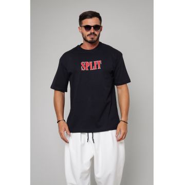 Tricou supradimensionat cu imprimeu - Negru/Coral/Alb optic