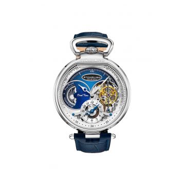 Ceas analog cu mecanism vizibil Modena 4033 - Dual Time - 46 mm ceas automat - cadran schelet -  Modena - albastru