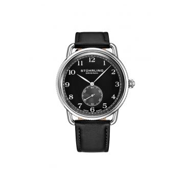 Ceas analog Decor Quartz - 41mm - Ceas clasic cu curea din piele -  Winche -Negru