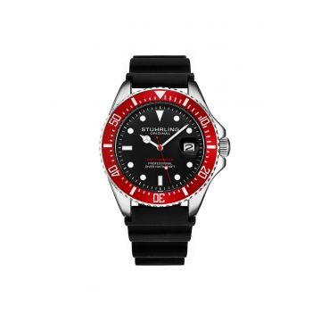 Ceas analog Depthmaster Quartz 42 mm cu curea din cauciuc -  negru