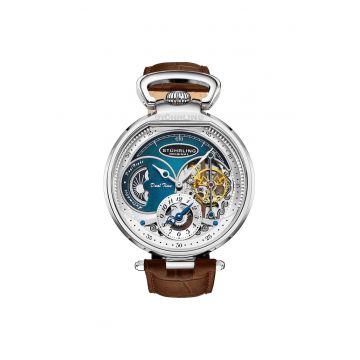 Ceas automatic Modena 4033 - 46 mm Dual Time Cadran schelet -  Grandi - Albastru